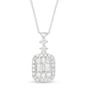 Thumbnail Image 1 of 1/2 CT. T.W. Baguette and Round Diamond Cushion Frame Pendant in 10K White Gold