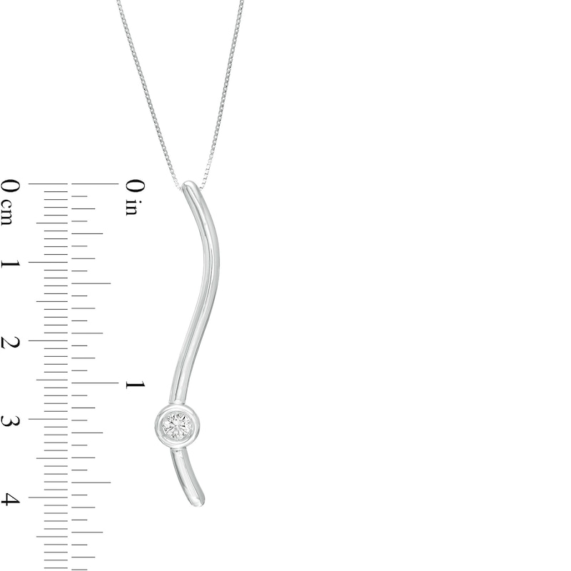 Marilyn Monroe™ Collection 1/6 CT. Diamond Solitaire Linear Ribbon Pendant in Sterling Silver