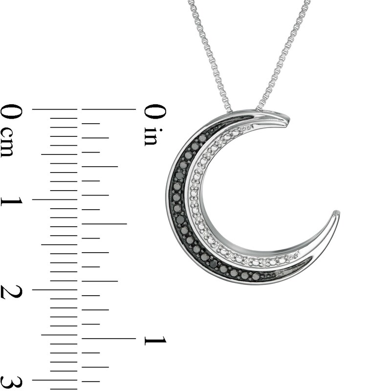 1/20 CT. T.W. Enhanced Black and White Diamond Crescent Moon Pendant in Sterling Silver and Black Rhodium