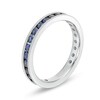 Certified Blue Sapphire Eternity Band in 14K White Gold