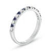 Thumbnail Image 2 of Blue Sapphire and 1/8 CT. T.W. Diamond Stackable Band in 14K White Gold