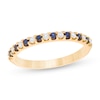 Thumbnail Image 0 of Blue Sapphire and 1/8 CT. T.W. Diamond Stackable Band in 14K Gold