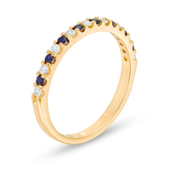 Blue Sapphire and 1/8 CT. T.w. Diamond Stackable Band in 14K Gold