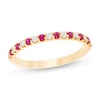 Thumbnail Image 0 of Ruby and 1/8 CT. T.W. Diamond Stackable Band in 14K Gold