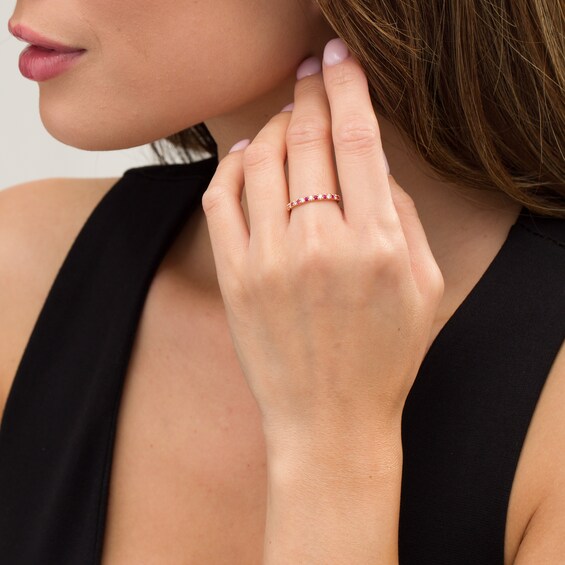 Ruby and 1/8 CT. T.w. Diamond Stackable Band in 14K Gold