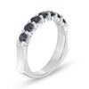 Blue Sapphire Seven Stone Ring in 14K White Gold