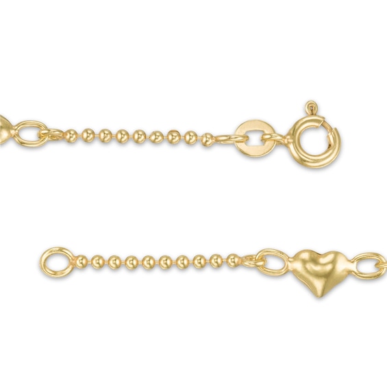 Puffed Heart Station Anklet in Sterling Silver with 18K Gold Plate - 9"