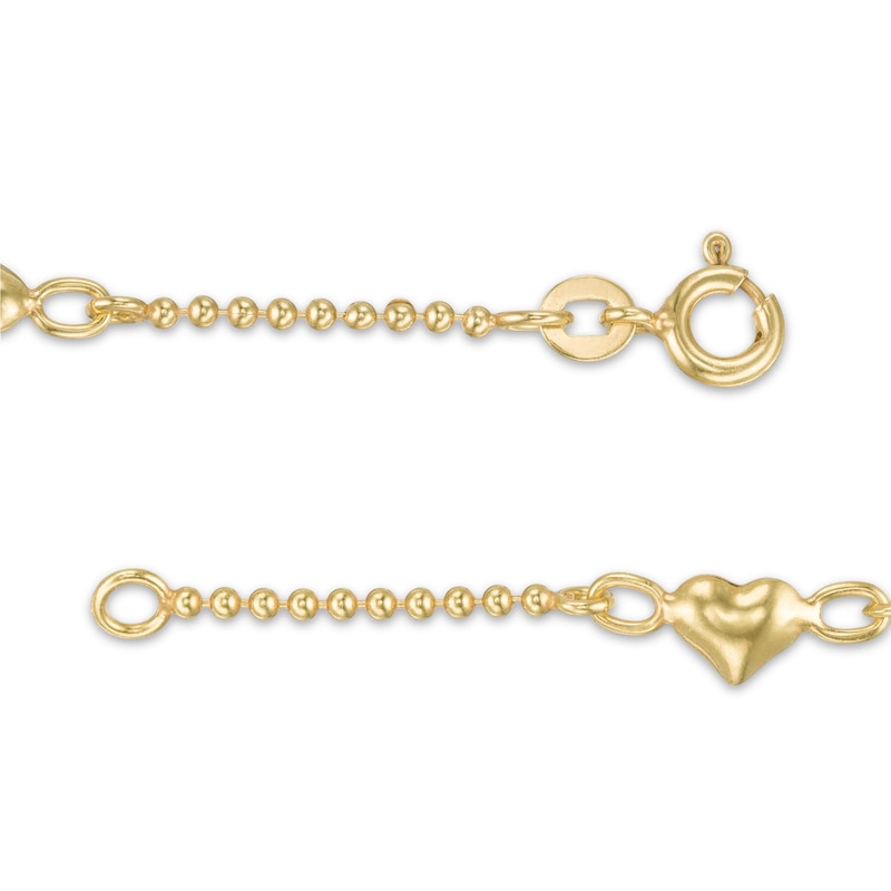 Main Image 2 of Puffed Heart Station Anklet in Sterling Silver with 18K Gold Plate - 9"