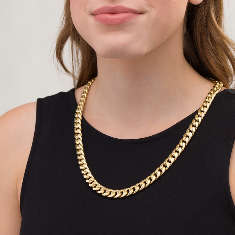 Main Image 2 of 10.75mm Cuban Curb Chain Necklace in 14K Gold - 24"