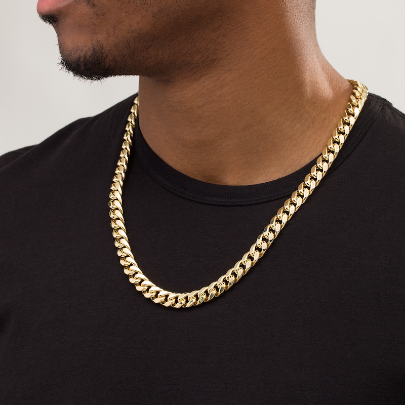 Main Image 3 of 10.75mm Cuban Curb Chain Necklace in 14K Gold - 24"