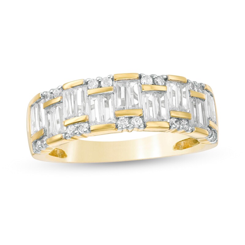 1 CT. T.W. Baguette and Round Diamond Ring in 10K Gold