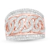 Thumbnail Image 1 of 1 CT. T.W. Baguette and Round Diamond Chain Link Ring in 10K Rose Gold