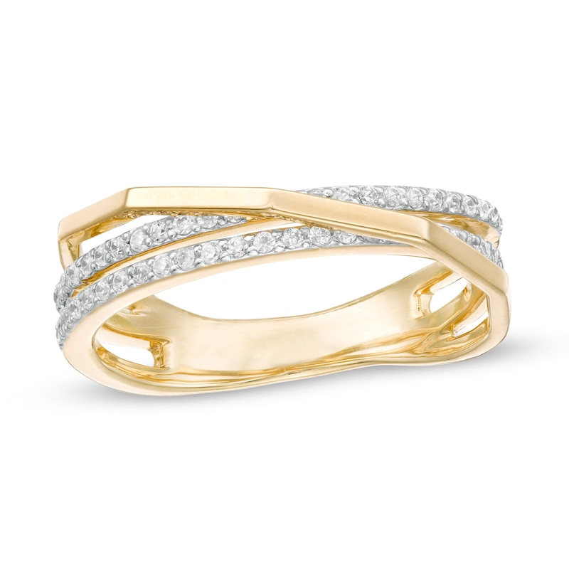 Main Image 1 of 1/4 CT. T.W. Diamond Crossover Ring in 10K Gold