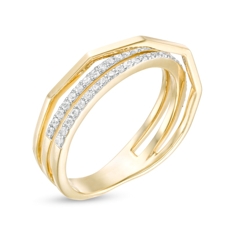Main Image 3 of 1/4 CT. T.W. Diamond Crossover Ring in 10K Gold