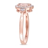 Oval Morganite and 1/8 CT. T.W. Diamond Frame Vintage-Style Ring in 10K Rose Gold