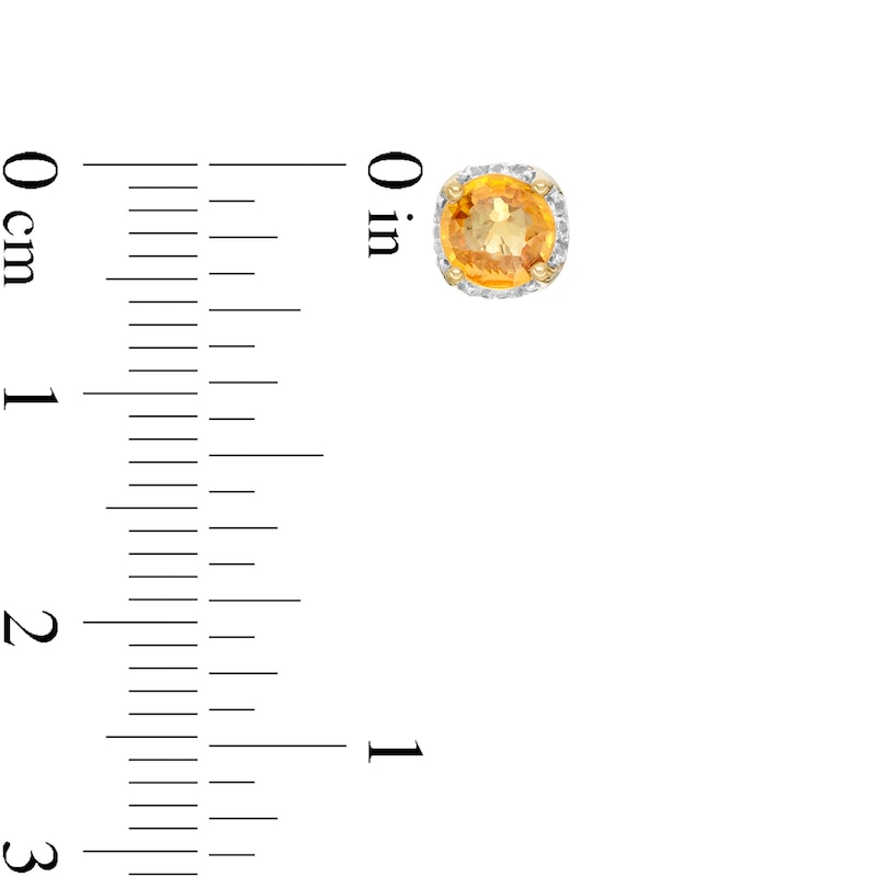 Main Image 2 of 5.0mm Yellow and White Sapphire Frame Stud Earrings in 10K Gold