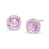 Thumbnail Image 1 of 5.0mm Pink and White Sapphire Frame Stud Earrings in 10K Gold