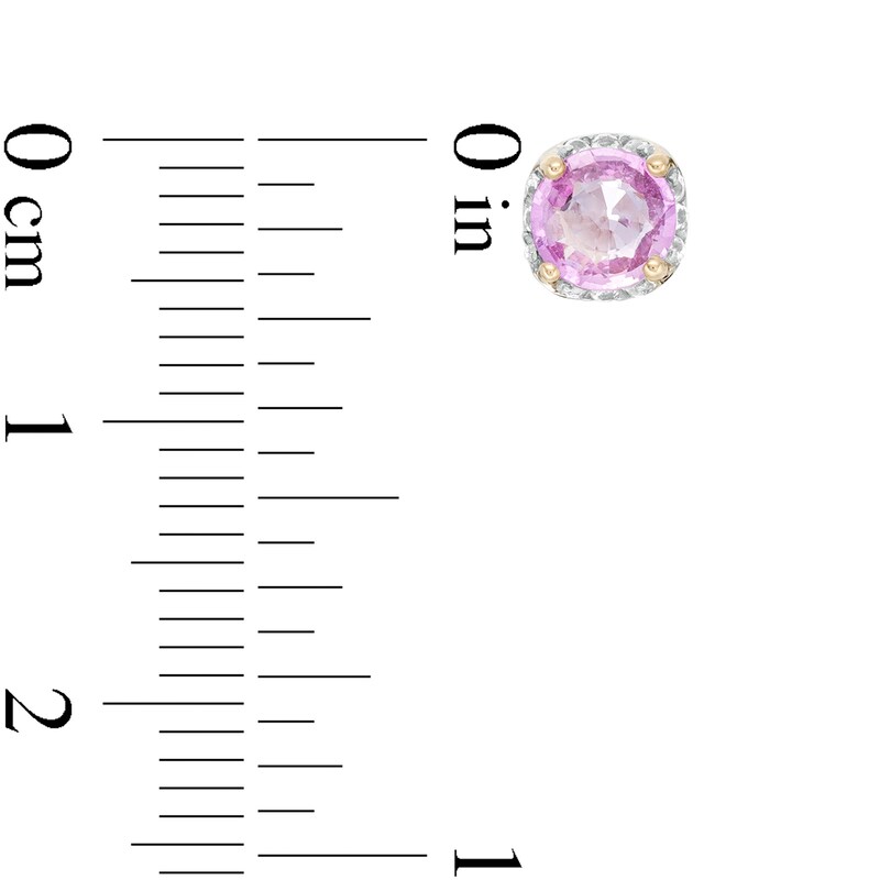 Main Image 2 of 5.0mm Pink and White Sapphire Frame Stud Earrings in 10K Gold