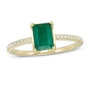 Thumbnail Image 1 of Emerald-Cut Emerald and 1/15 CT. T.W. Diamond Ring in 10K Gold