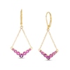 Thumbnail Image 1 of Graduated Rhodolite Garnet Chevron Drop Earrings in 10K Gold