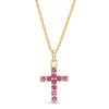 Thumbnail Image 1 of Rhodolite Garnet Cross Pendant in Sterling Silver with 18K Gold Plate