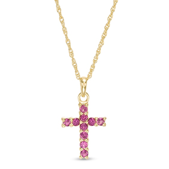 Rhodolite Garnet Cross Pendant in Sterling Silver with 18K Gold Plate
