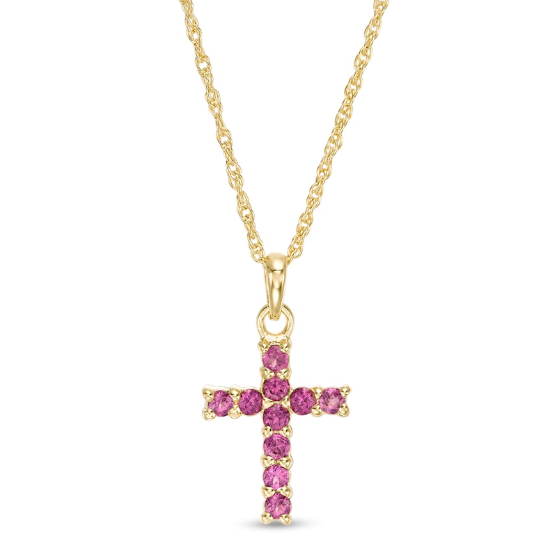 Main Image 1 of Rhodolite Garnet Cross Pendant in Sterling Silver with 18K Gold Plate