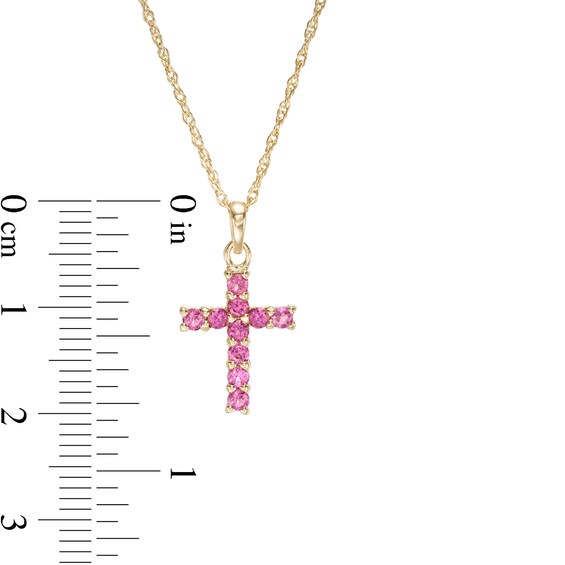 Rhodolite Garnet Cross Pendant in Sterling Silver with 18K Gold Plate