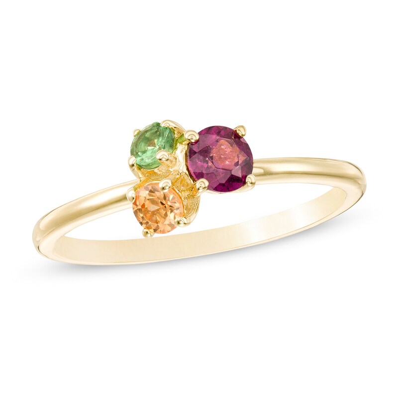 Main Image 1 of 4.0mm Rhodolite Garnet, Spessartite and Tsavorite Cluster Ring in Sterling Silver with 18K Gold Plate