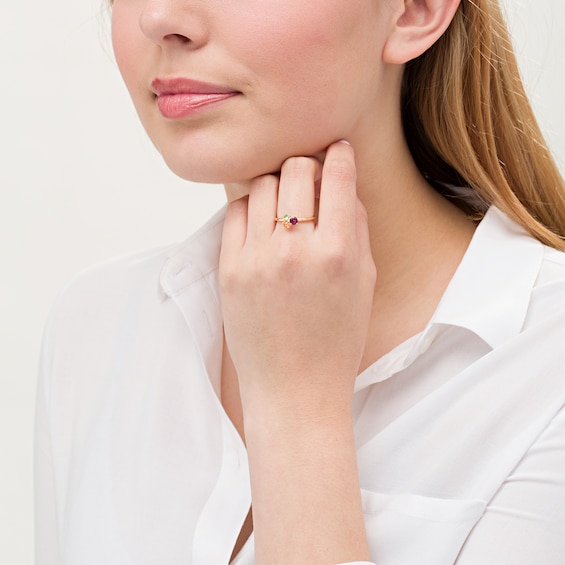 4.0mm Rhodolite Garnet, Spessartite and Tsavorite Cluster Ring in Sterling Silver with 18K Gold Plate