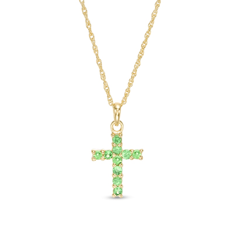 Main Image 1 of Tsavorite Cross Pendant in Sterling Silver with 18K Gold Plate