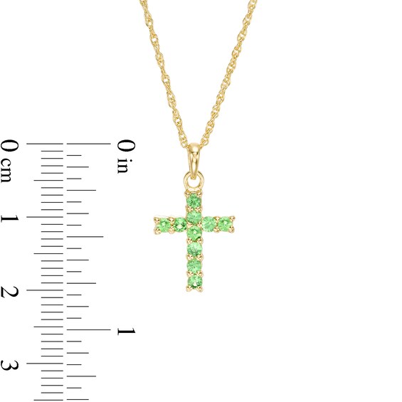 Tsavorite Cross Pendant in Sterling Silver with 18K Gold Plate