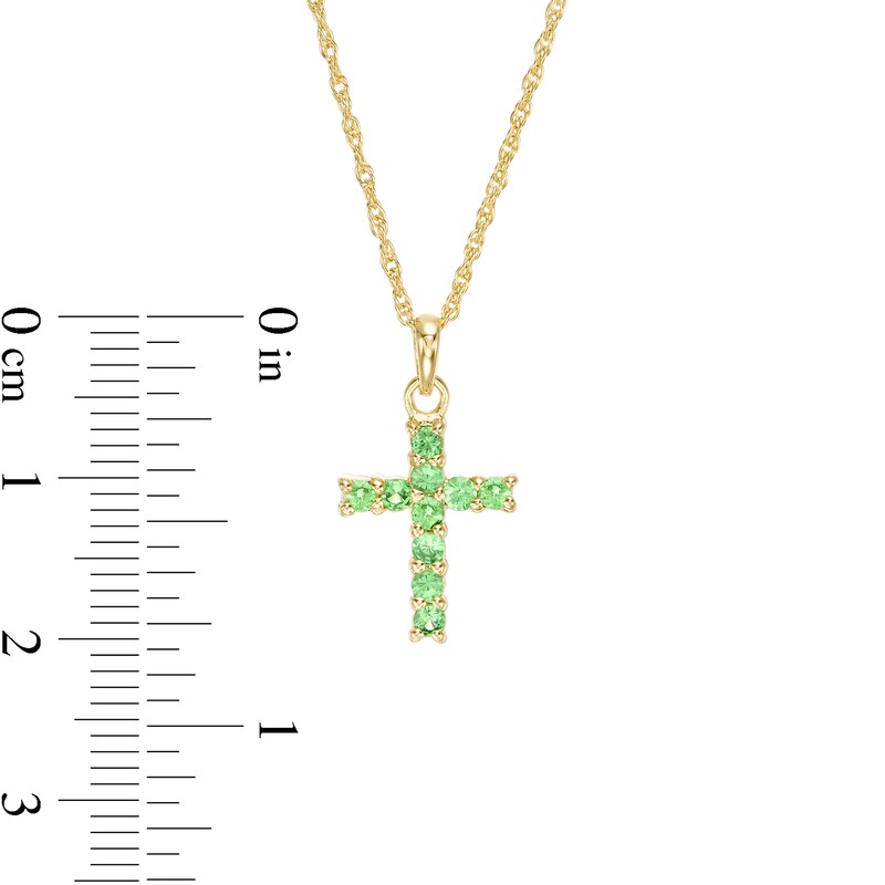 Main Image 3 of Tsavorite Cross Pendant in Sterling Silver with 18K Gold Plate