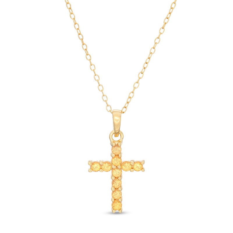 Yellow Sapphire Cross Pendant in Sterling Silver with 18K Gold Plate ...