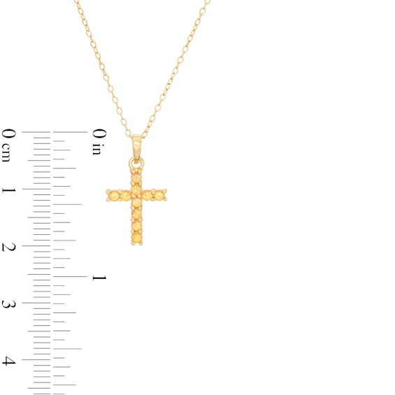 Yellow Sapphire Cross Pendant in Sterling Silver with 18K Gold Plate