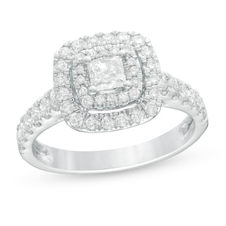 1 CT. T.W. Princess-Cut Diamond Double Frame Engagement Ring in 14K ...