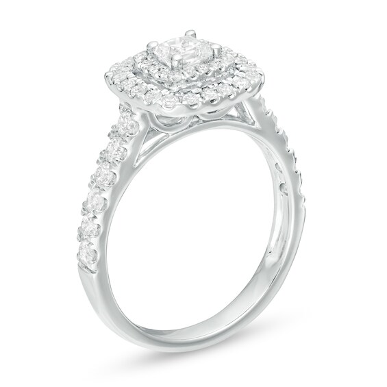 1 CT. T.w. Princess-Cut Diamond Double Frame Engagement Ring in 14K White Gold