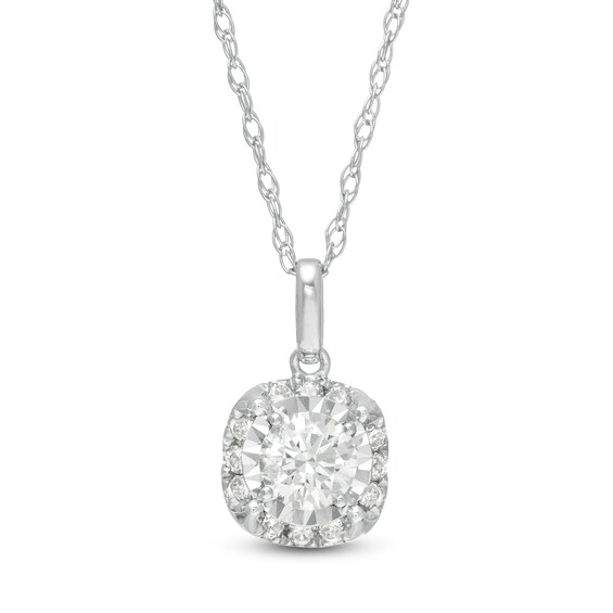 1/2 CT. T.w. Diamond Cushion Frame Pendant in 10K White Gold