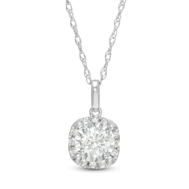 Main Image 1 of 1/2 CT. T.W. Diamond Cushion Frame Pendant in 10K White Gold