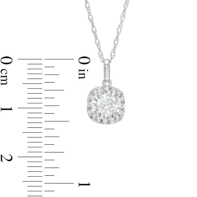 Main Image 3 of 1/2 CT. T.W. Diamond Cushion Frame Pendant in 10K White Gold