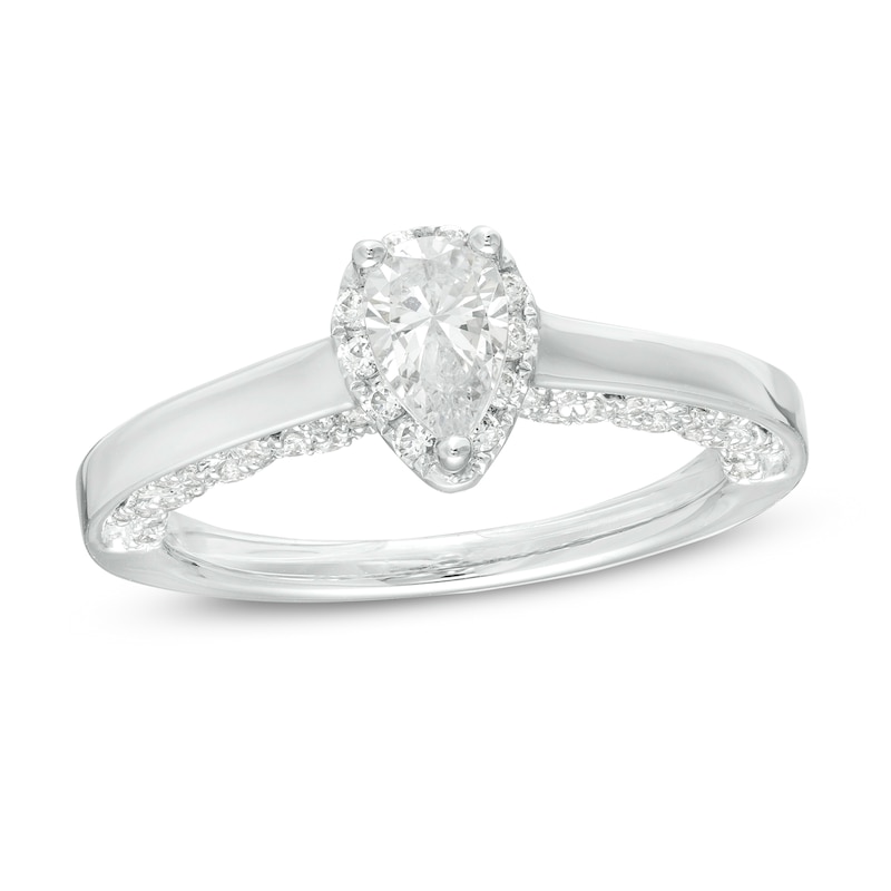 Main Image 1 of 1 CT. T.W. Pear-Shaped Diamond Frame Engagement Ring in 14K White Gold