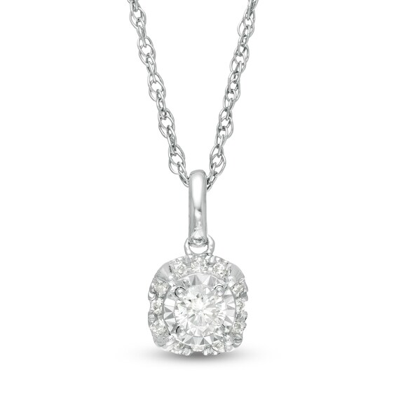 1/4 CT. T.w. Diamond Cushion Frame Pendant in 10K White Gold