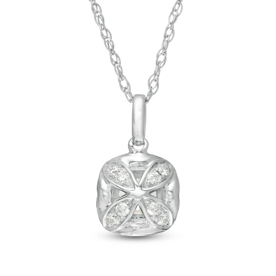 1/4 CT. T.w. Diamond Cushion Frame Pendant in 10K White Gold
