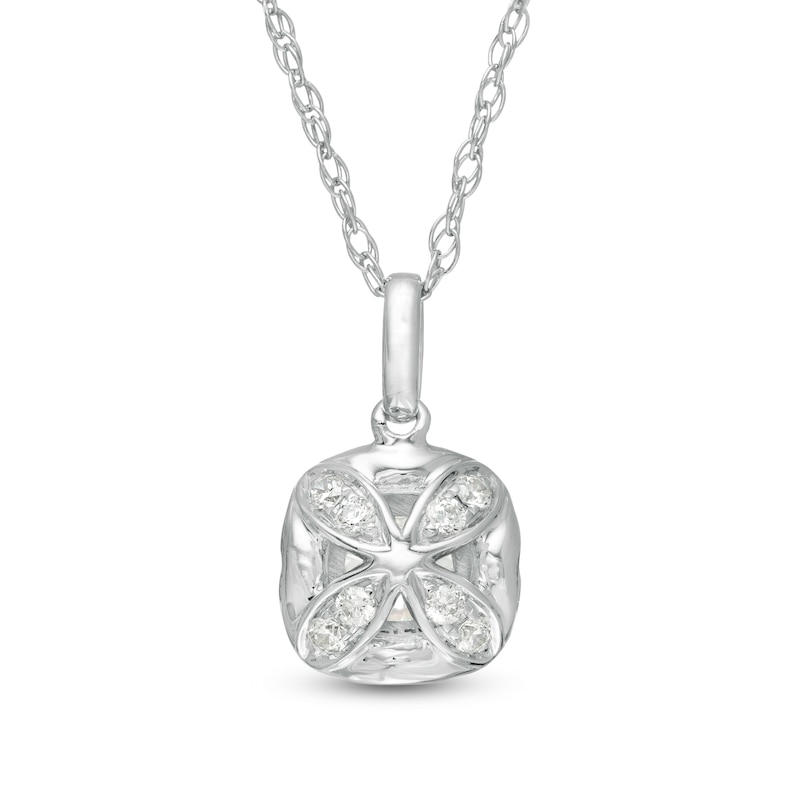 Main Image 3 of 1/4 CT. T.W. Diamond Cushion Frame Pendant in 10K White Gold