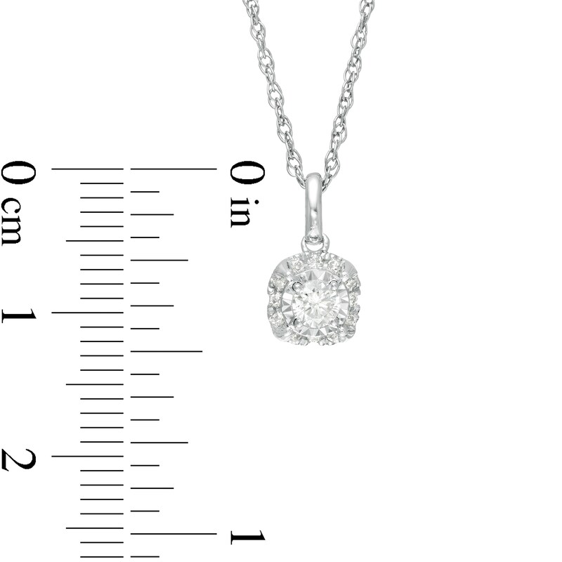Main Image 4 of 1/4 CT. T.W. Diamond Cushion Frame Pendant in 10K White Gold