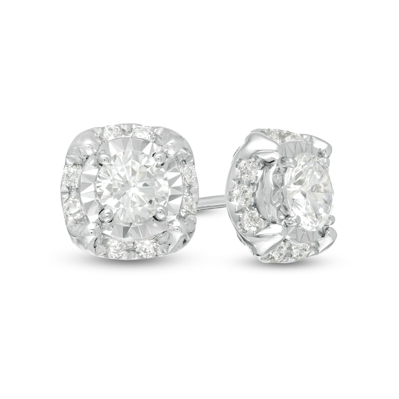 Main Image 1 of 1 CT. T.W. Diamond Cushion Frame Stud Earrings in 10K White Gold