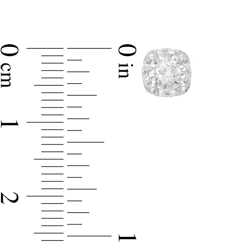 Main Image 2 of 1 CT. T.W. Diamond Cushion Frame Stud Earrings in 10K White Gold