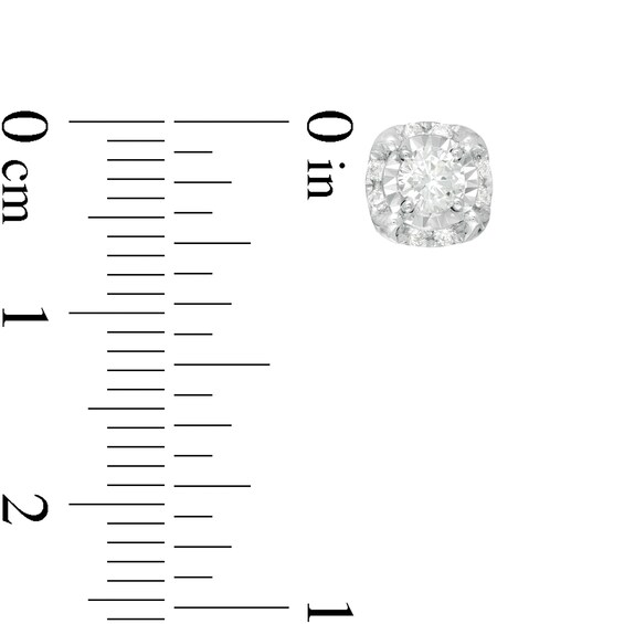 1/2 CT. T.w. Diamond Cushion Illusion Frame Stud Earrings in 10K White Gold
