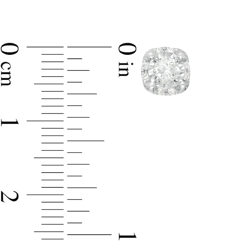 Main Image 2 of 1/2 CT. T.W. Diamond Cushion Illusion Frame Stud Earrings in 10K White Gold