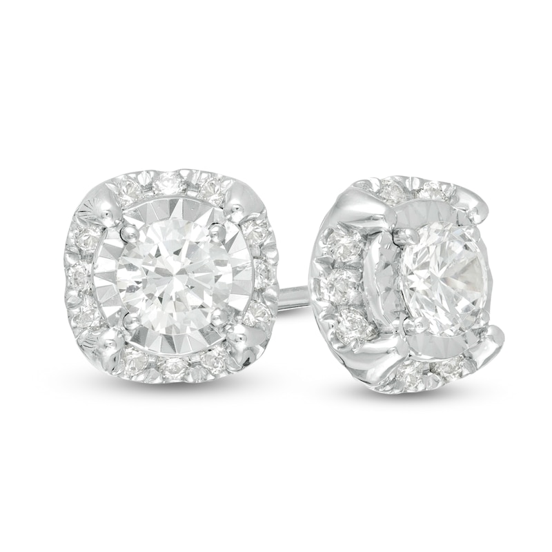 Main Image 1 of 3/4 CT. T.W. Diamond Cushion Frame Stud Earrings in 10K White Gold